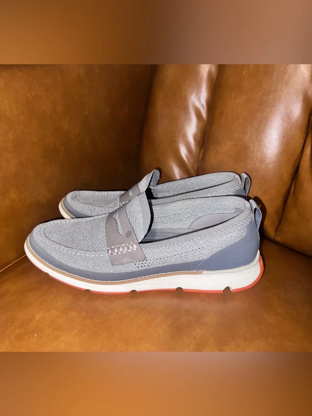 Cole Haan 4.ZERØGRAND Stitchlite Loafers gray leather penny strap men’s size 9M